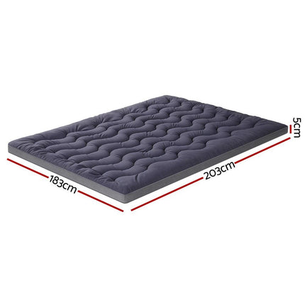 Giselle Bedding 5cm Pillowtop Topper Bamboo Polyester Blend Fibre Pad for Back Pain Relief Washable Overfilled Bed Protector 500GSM King.