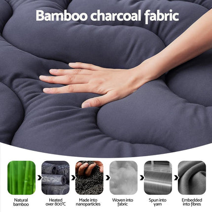 Giselle Bedding 5cm Pillowtop Topper Bamboo Polyester Blend Fibre Pad for Back Pain Relief Washable Overfilled Bed Protector 500GSM King.