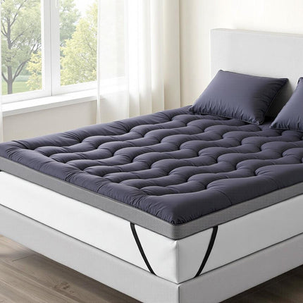 Giselle Bedding 5cm Pillowtop Topper Bamboo Polyester Blend Fibre Pad for Back Pain Relief Washable Overfilled Bed Protector 500GSM King.