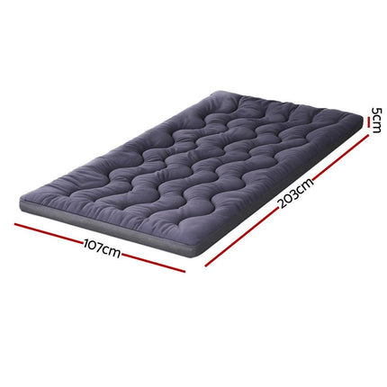Giselle Bedding 5cm Pillowtop Topper Bamboo Polyester Blend Fibre Pad for Back Pain Relief Washable Overfilled Bed Protector 500GSM King Single.