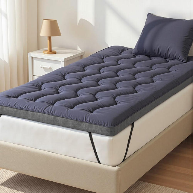 Giselle Bedding 5cm Pillowtop Topper Bamboo Polyester Blend Fibre Pad for Back Pain Relief Washable Overfilled Bed Protector 500GSM King Single.