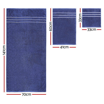 6 Pack Bath Towels Set Cotton Towel Navy.