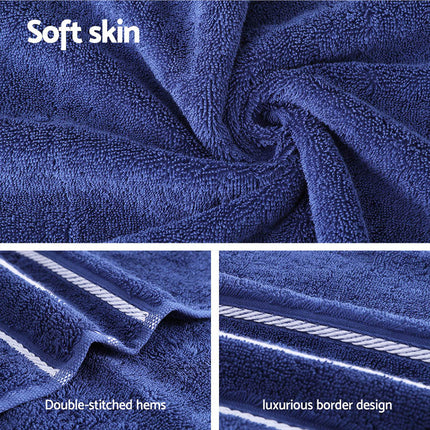 6 Pack Bath Towels Set Cotton Towel Navy.