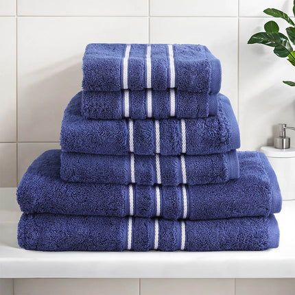 6 Pack Bath Towels Set Cotton Towel Navy.