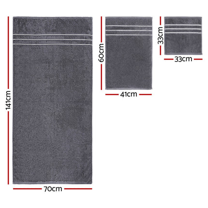 6 Pack Bath Towels Set Cotton Towel Grey.