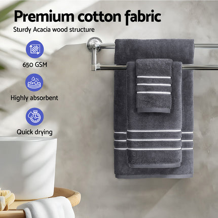 6 Pack Bath Towels Set Cotton Towel Grey.