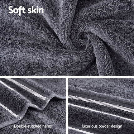 6 Pack Bath Towels Set Cotton Towel Grey.