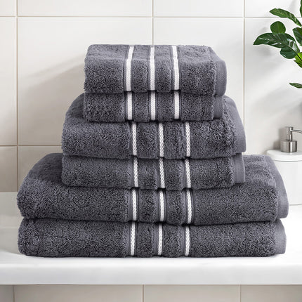 6 Pack Bath Towels Set Cotton Towel Grey.