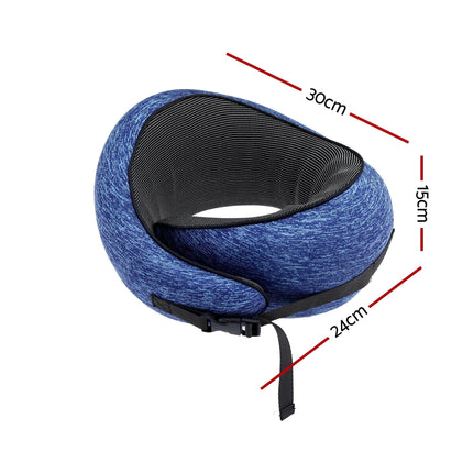 Wanderlite Travel Pillows for Airplanes Ergonomic Memory Foam Neck Pillow, Breathable & Washable Cover, Travel Bag Included, Airplane Pillow for Airplane, Car, Office and Home, Blue.