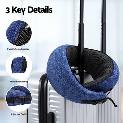 Wanderlite Travel Pillows for Airplanes Ergonomic Memory Foam Neck Pillow, Breathable & Washable Cover, Travel Bag Included, Airplane Pillow for Airplane, Car, Office and Home, Blue.