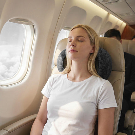 Wanderlite Travel Pillows for Airplanes Ergonomic Memory Foam Neck Pillow, Breathable & Washable Cover, Travel Bag Included, Airplane Pillow for Airplane, Car, Office and Home, Dark Grey.