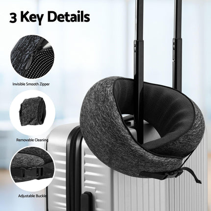 Wanderlite Travel Pillows for Airplanes Ergonomic Memory Foam Neck Pillow, Breathable & Washable Cover, Travel Bag Included, Airplane Pillow for Airplane, Car, Office and Home, Dark Grey.