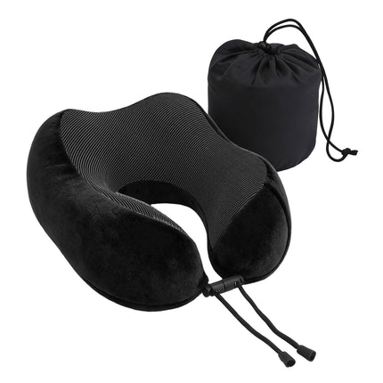 Wanderlite Travel Pillow for Airplanes Memory Foam Neck Pillows for Traveling, Soft & Washable Cover with Storage Bag, Portable Plane Accessories for Airplanes Offices Cars, Black.