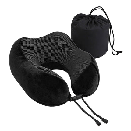 Wanderlite Travel Pillow for Airplanes Memory Foam Neck Pillows for Traveling, Soft & Washable Cover with Storage Bag, Portable Plane Accessories for Airplanes Offices Cars, Black.