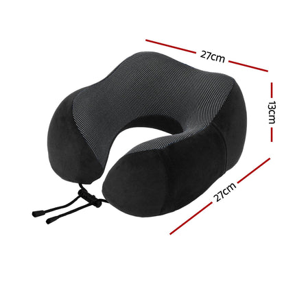 Wanderlite Travel Pillow for Airplanes Memory Foam Neck Pillows for Traveling, Soft & Washable Cover with Storage Bag, Portable Plane Accessories for Airplanes Offices Cars, Black.