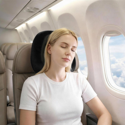 Wanderlite Travel Pillow for Airplanes Memory Foam Neck Pillows for Traveling, Soft & Washable Cover with Storage Bag, Portable Plane Accessories for Airplanes Offices Cars, Black.