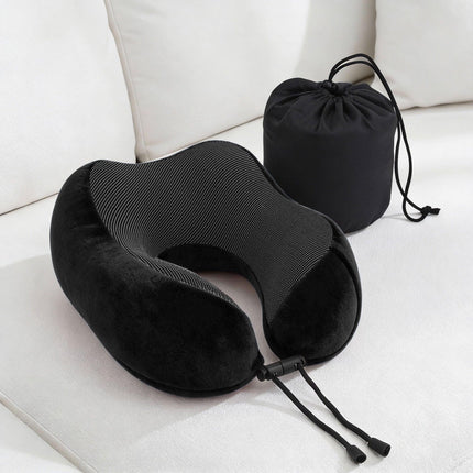 Wanderlite Travel Pillow for Airplanes Memory Foam Neck Pillows for Traveling, Soft & Washable Cover with Storage Bag, Portable Plane Accessories for Airplanes Offices Cars, Black.