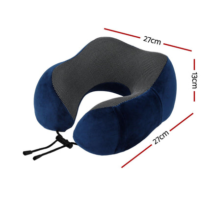 Wanderlite Travel Pillow for Airplanes Memory Foam Neck Pillows for Traveling, Soft & Washable Cover with Storage Bag, Portable Plane Accessories for Airplanes Offices Cars, Blue.