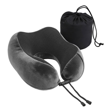 Wanderlite Travel Pillow for Airplanes Memory Foam Neck Pillows for Traveling, Soft & Washable Cover with Storage Bag, Portable Plane Accessories for Airplanes Offices Cars, Grey.