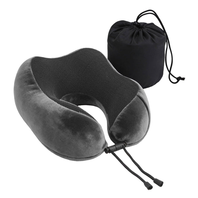 Wanderlite Travel Pillow for Airplanes Memory Foam Neck Pillows for Traveling, Soft & Washable Cover with Storage Bag, Portable Plane Accessories for Airplanes Offices Cars, Grey.