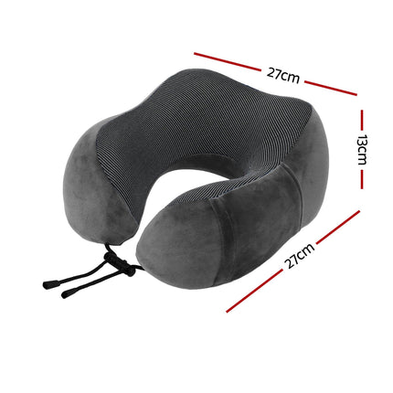 Wanderlite Travel Pillow for Airplanes Memory Foam Neck Pillows for Traveling, Soft & Washable Cover with Storage Bag, Portable Plane Accessories for Airplanes Offices Cars, Grey.