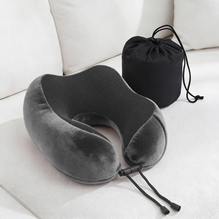 Wanderlite Travel Pillow for Airplanes Memory Foam Neck Pillows for Traveling, Soft & Washable Cover with Storage Bag, Portable Plane Accessories for Airplanes Offices Cars, Grey.