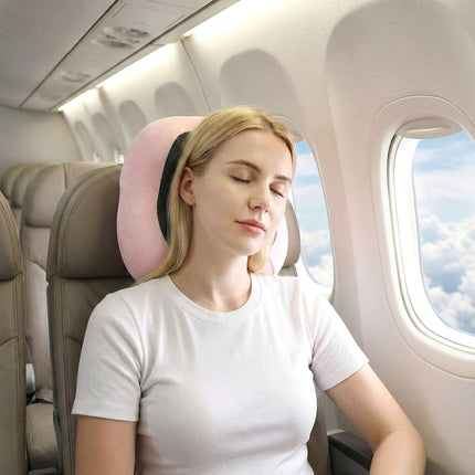 Wanderlite Travel Pillow for Airplanes Memory Foam Neck Pillows for Traveling, Soft & Washable Cover with Storage Bag, Portable Plane Accessories for Airplanes Offices Cars, Pink.