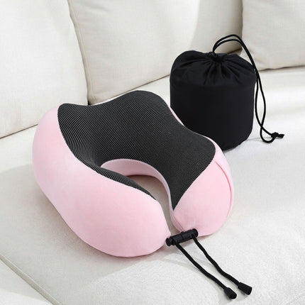 Wanderlite Travel Pillow for Airplanes Memory Foam Neck Pillows for Traveling, Soft & Washable Cover with Storage Bag, Portable Plane Accessories for Airplanes Offices Cars, Pink.