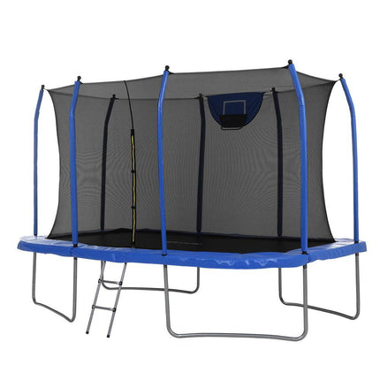 Everfit 12FT Trampoline Kids Rectangle Rebounder with Basketball Set Safety Net.