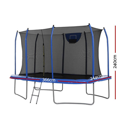 Everfit 12FT Trampoline Kids Rectangle Rebounder with Basketball Set Safety Net.