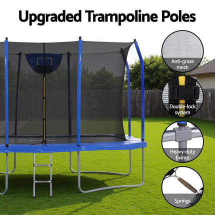 Everfit 12FT Trampoline Kids Rectangle Rebounder with Basketball Set Safety Net.