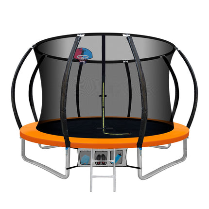 Everfit 10FT Trampoline for Kids w/ Ladder Enclosure Safety Net Rebounder Orange.