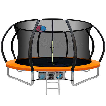 Everfit 12FT Trampoline for Kids w/ Ladder Trampoline Enclosure Safety Net Rebounder Orange.