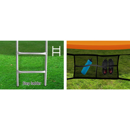 Everfit 12FT Trampoline for Kids w/ Ladder Trampoline Enclosure Safety Net Rebounder Orange.