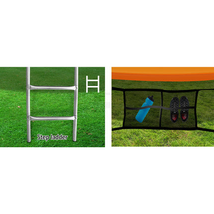 14ft Trampoline Everfit Kids Trampoline Rebounder w/ Ladder Basketball Hoop Orange.