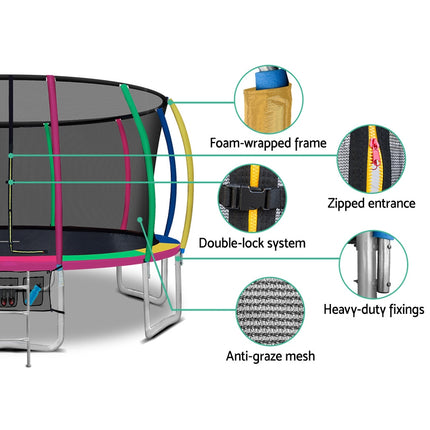 Everfit 16FT Trampoline for Kids w/ Ladder Enclosure Safety Net Rebounder Colors.