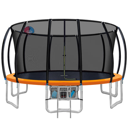 Everfit 16FT Trampoline for Kids w/ Ladder Enclosure Safety Net Rebounder Orange.
