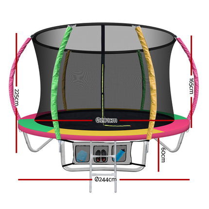 Everfit 8FT Trampoline for Kids w/ Ladder Enclosure Safety Net Rebounder Colors.