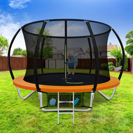 Everfit 8FT Trampoline for Kids w/ Ladder Enclosure Safety Net Rebounder Orange.