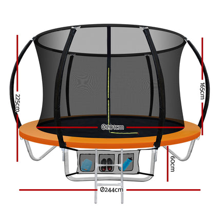 Everfit 8FT Trampoline for Kids w/ Ladder Enclosure Safety Net Rebounder Orange.