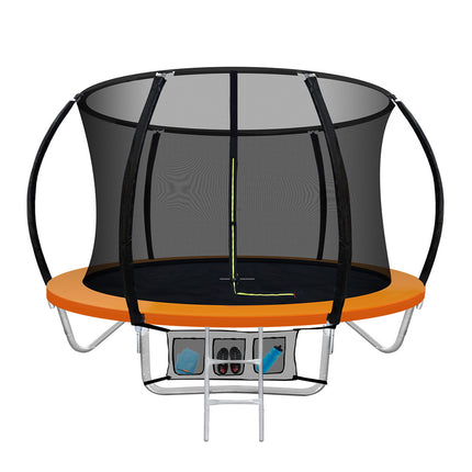 Everfit 8FT Trampoline for Kids w/ Ladder Enclosure Safety Net Rebounder Orange.
