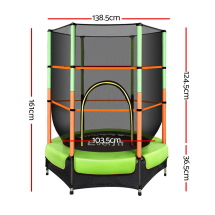 Everfit 4.5FT Trampoline for Kids Trampoline w/ Enclosure Safety Net Rebounder Gift Green.