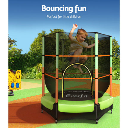 Everfit 4.5FT Trampoline for Kids Trampoline w/ Enclosure Safety Net Rebounder Gift Green.