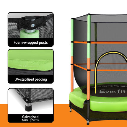 Everfit 4.5FT Trampoline for Kids Trampoline w/ Enclosure Safety Net Rebounder Gift Green.