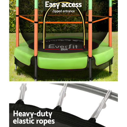 Everfit 4.5FT Trampoline for Kids Trampoline w/ Enclosure Safety Net Rebounder Gift Green.