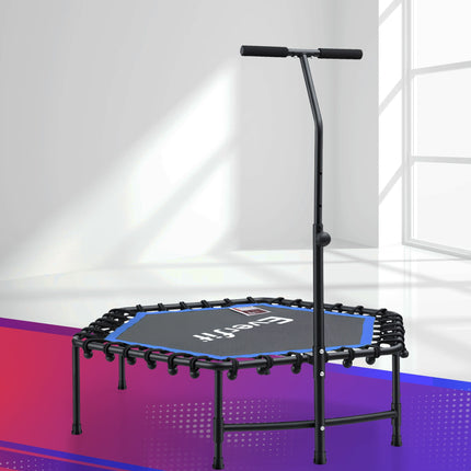 Everfit 48inch Hexagon Fitness Trampoline Rebounder Adjustable Handrail Blue.