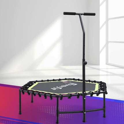 Everfit 48inch Hexagon Fitness Trampoline Rebounder Adjustable Handrail Green.