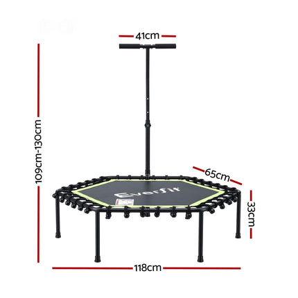 Everfit 48inch Hexagon Fitness Trampoline Rebounder Adjustable Handrail Green.