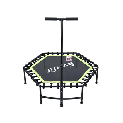 Everfit 48inch Hexagon Fitness Trampoline Rebounder Adjustable Handrail Green.