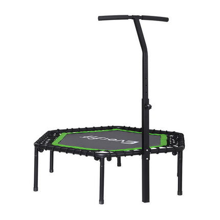 Everfit 48inch Hexagon Fitness Trampoline Rebounder Adjustable Handrail Green.